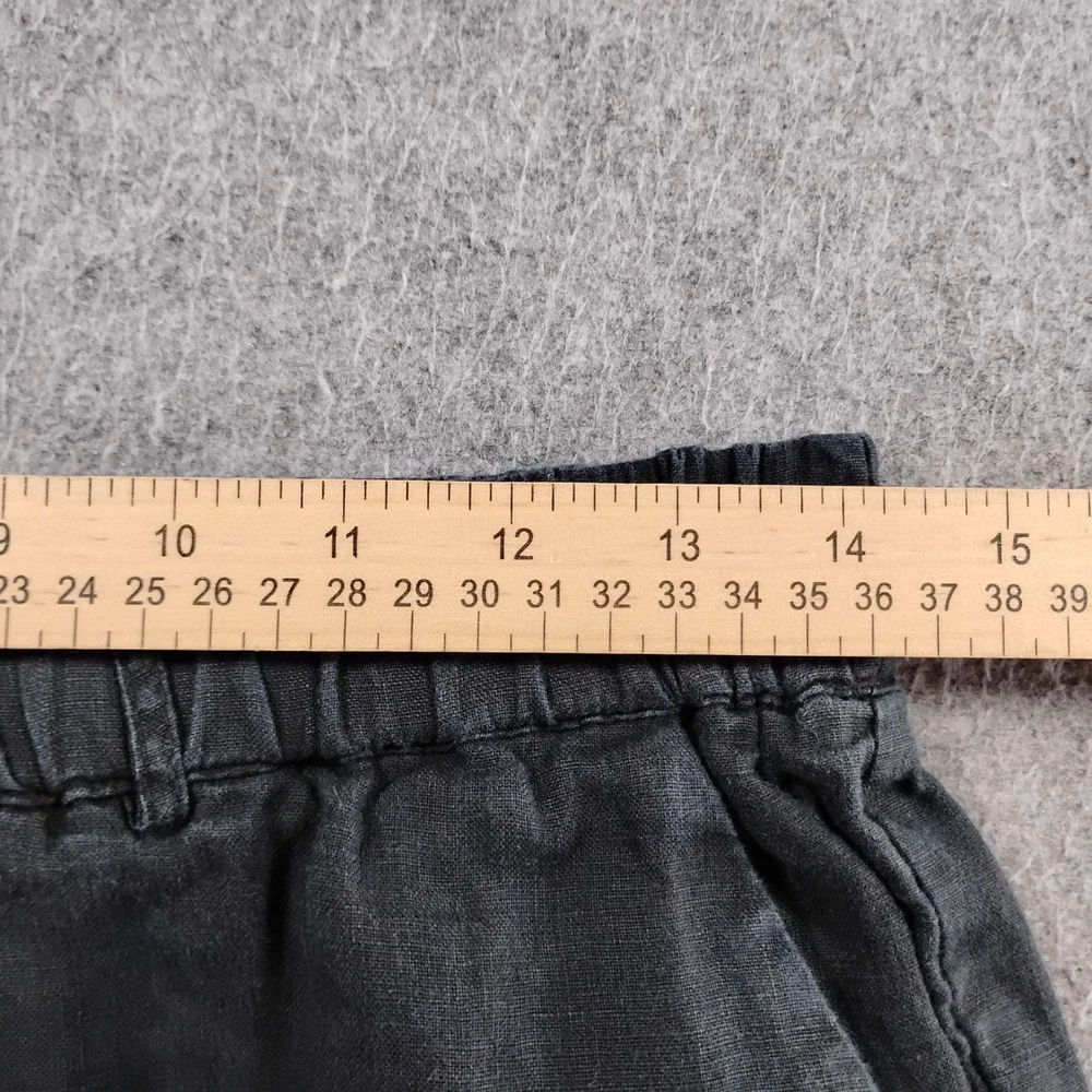 Quince European Linen Pants Womens Small Charcoal Gray Elastic Waist Wide Leg